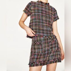 Zara Multicolor Tweed Matching Set Size M